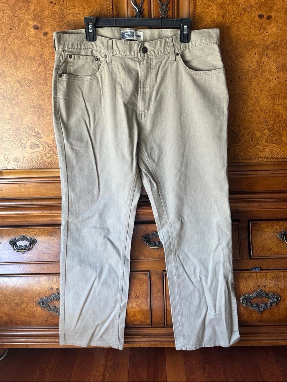 Levi Strauss Signature Men’s Straight Fit Khaki Pants Size 36x32 Beige Tan 100%